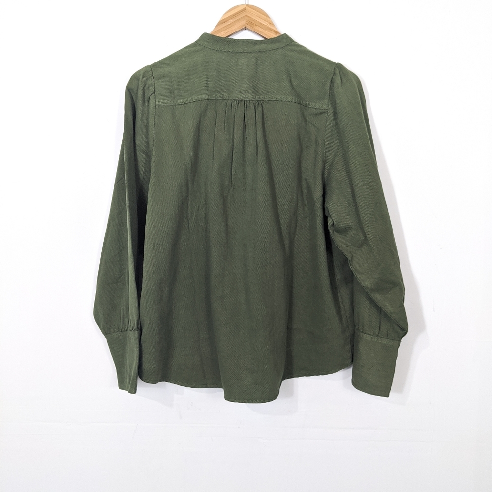 J Crew Draped Button Down Shirt Twill Green NWT - Picture 4 of 6
